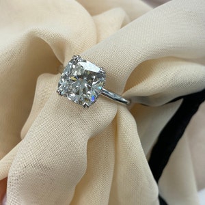 3.53 TCW Cushion Lab Grown Diamond IGI Certified F-VVS2 Engagement Ring, Hidden Halo Solitaire Cushion Diamond (3.25 CT) Proposal Ring