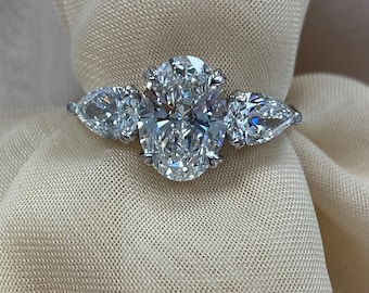 3ctw IGI Lab Grown Oval Diamond Engagement Ring, 14k White Gold