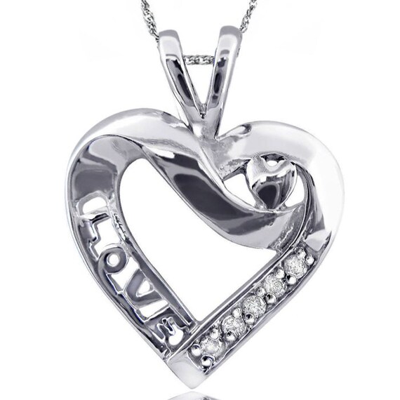 Heart Diamond Necklace, 0.05ct Diamond Heart Love Pendant