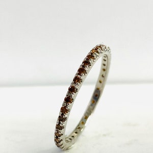 Brownish Red Diamond 0.30 Ct Eternity Wedding Band, 10k Solid White Gold Full Eternity Ring, Pave Stackable Diamond Ring, Anniversary Ring