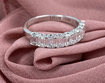 1.75Ct Emerald Cut Lab Diamond 14K Gold Wedding Band