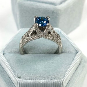 1.48 TCW Round Cut Diamond Engagement Ring, Proposal Diamond Cathedral Ring, Prong & Pave Set Engagement Ring, 4 Prong Ring In 14k White God