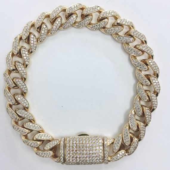 6 Carat Miami Cuban Link Diamond Men's Bracelet 10k Solid - Etsy