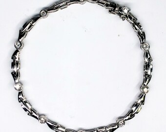 Diamond Bracelet: 0.60 Ct Natural Round Cut, 14k White Gold Bezel Set, 7 Inches