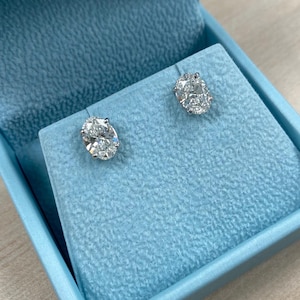 2.20 Ct IGI Certified Lab Grown Diamond Stud Earrings Screw Back Closure, Oval Brilliant Cut Diamond Studs, Post Earring 14k White Gold