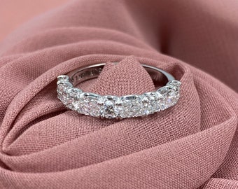 1.30 Ct Lab Grown Radiant & Round Diamond Wedding Band, 14k Gold Eternity Stacking Ring