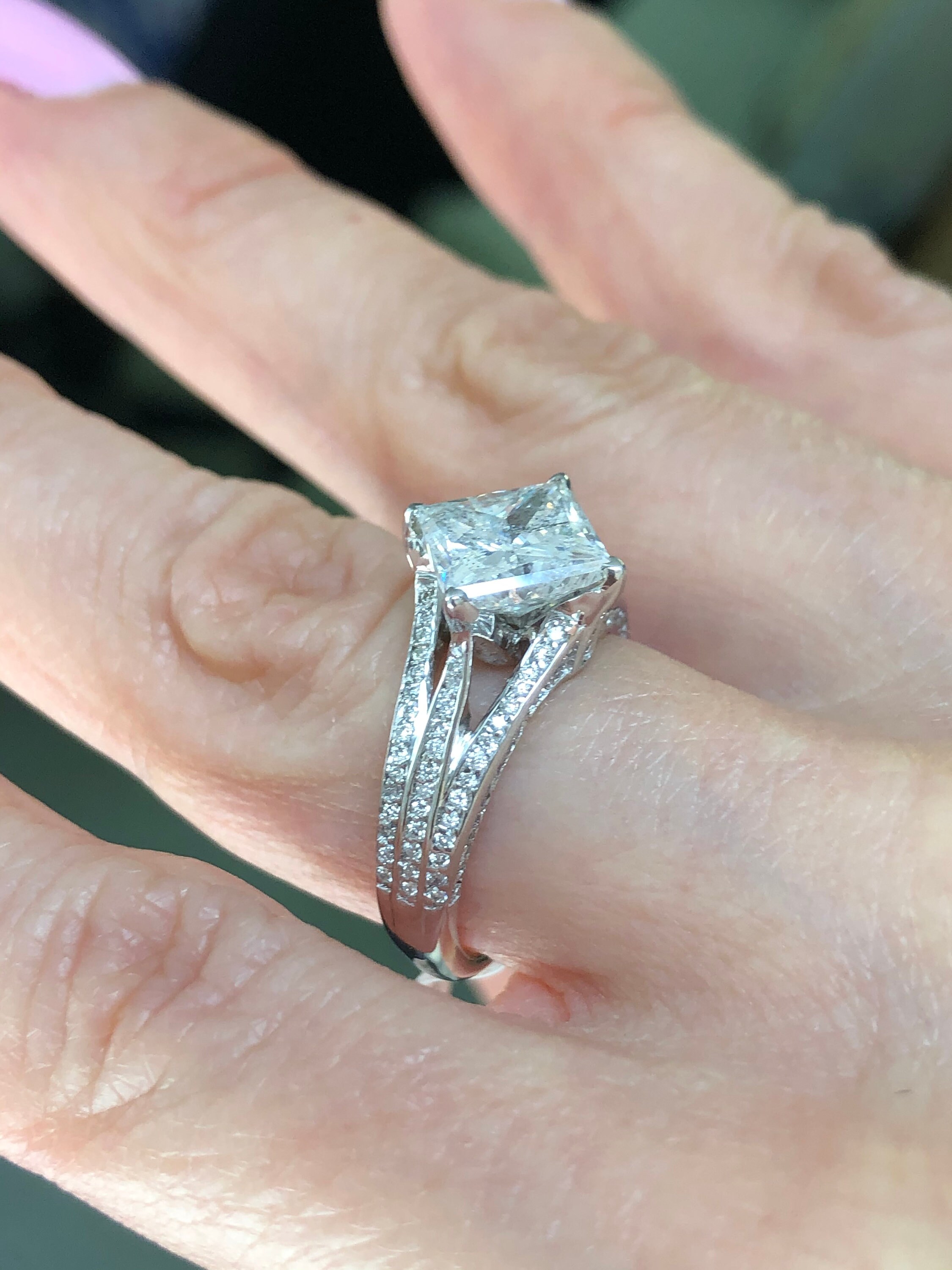 Unique 3.26 Ct Princess Cut Kite Set Diamond Engagement Ring Etsy
