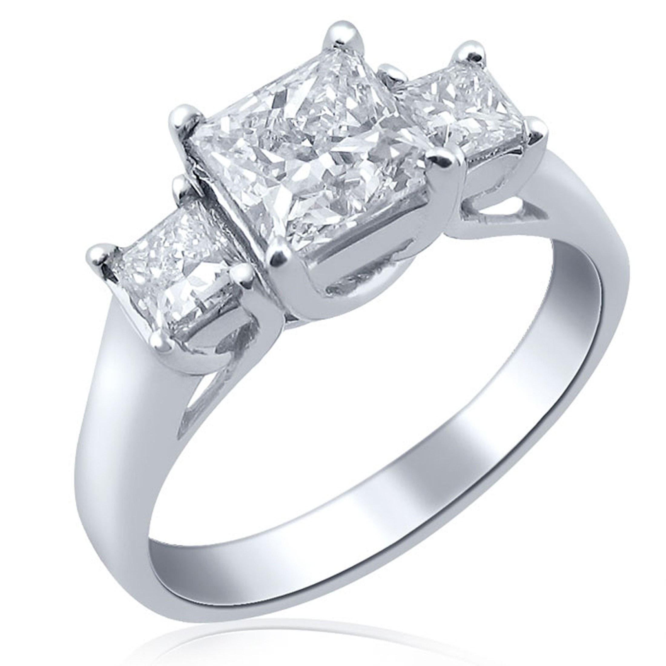1.47 Ct Princess Cut Diamond Engagement Ring Three Stone | Etsy