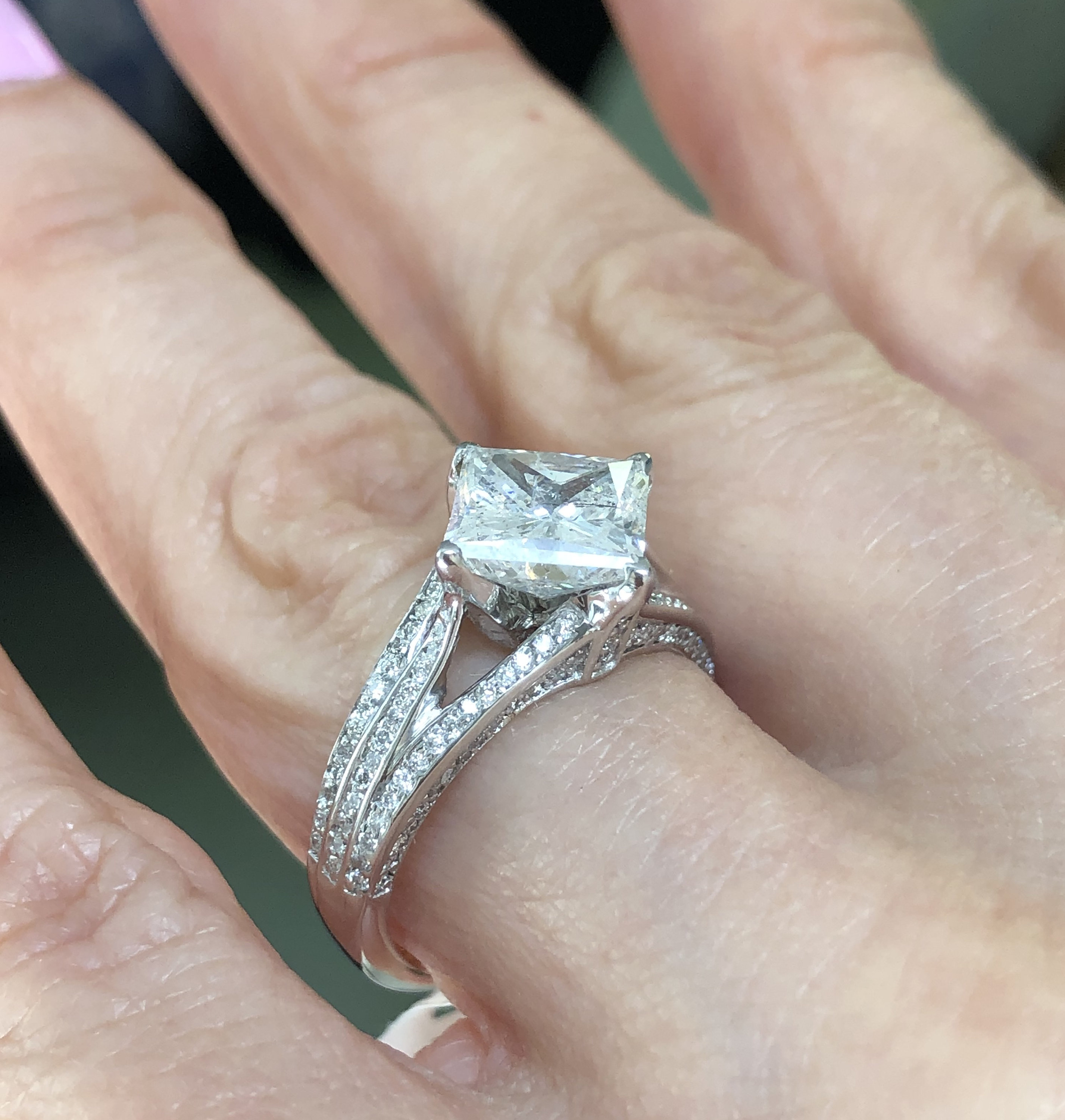 Unique 3.26 Ct Princess Cut Kite Set Diamond Engagement Ring Etsy