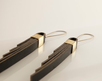 Pendants d'oreilles en cuir pour femme, bijoux en origami, boucles d'oreilles de soirée, idée cadeau pour Noël