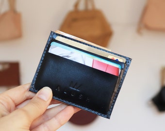 Graue kleine Leder Brieftasche, schwarze dünne Brieftasche, minimalistische Brieftasche für Männer, Front Pocket Brieftasche, schlankes RFID Kartenetui, schwarze lederne Brieftasche,