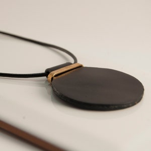 Black Leather Necklace, Handmade Black Leather Accessory for women&#39;s, Oversize necklace