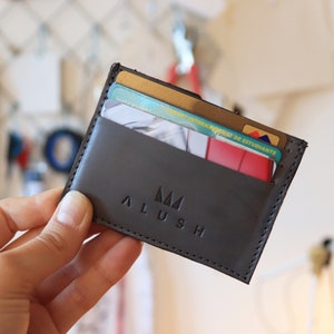 Carteira de couro minimalista, cartão de couro, bolso para moedas de couro, carteira minimalista, carteira de couro pequena e fina