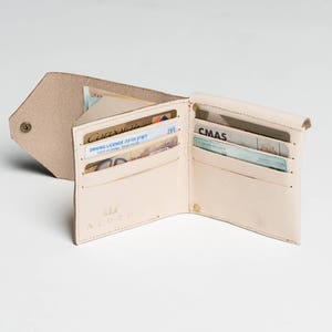 Mens Leather Wallet, Nude Leather Bifold Wallet, Square Wallet, Pink