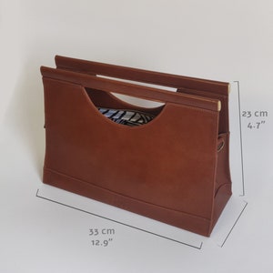 Leather Handbag, Leather Bag with Handle, Brown Leather Purse, Daily leather bag, leather handbag, Brown crossbody leather bag, image 3