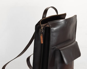 Zaino in pelle, zaino da donna, zaino nero, zaino da viaggio, zaino per laptop, borsa zaino