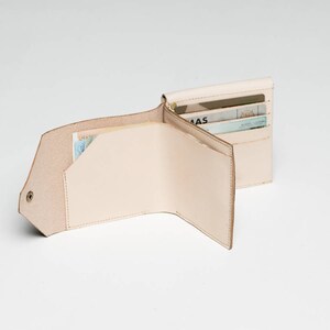 Mens Leather Wallet, Nude Leather Bifold Wallet, Square Wallet, Pink