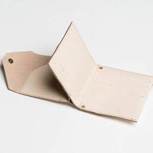 Mens Leather Wallet, Nude Leather Bifold Wallet, Square Wallet, Pink