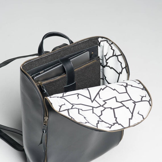 etsy black leather backpack