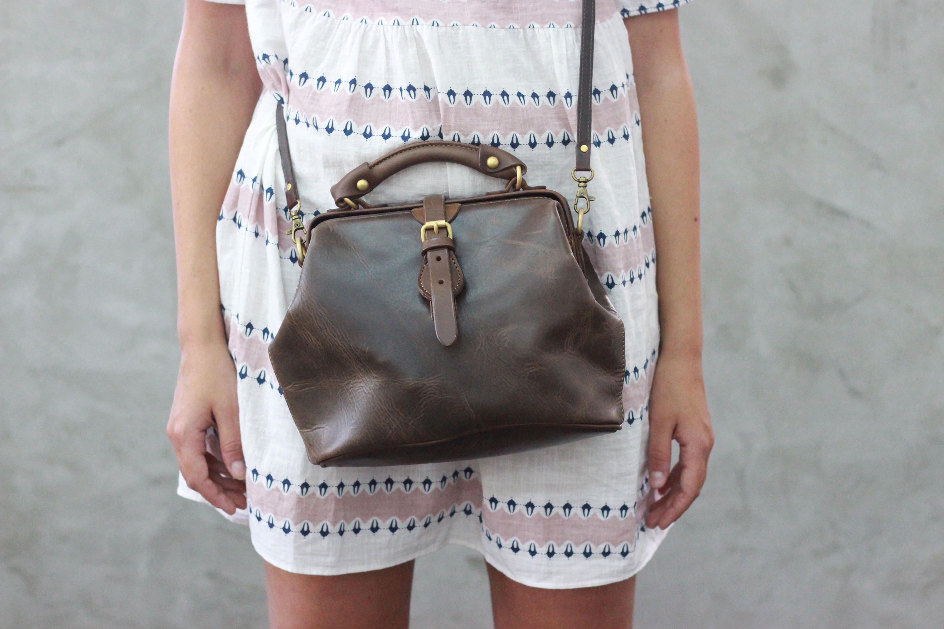 Browm Leather Purse Mini Leather Purse Brown Leather Bag Etsy