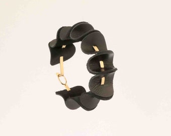 black leather bracelet cuff, Bracelets For Women, Wide Leather Cuff, Black Leather Cuff, Leather Wristband