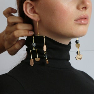 Mobile earrings, mix and match Earrings, Leather and Wood Earrings
