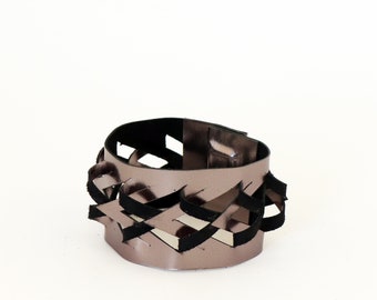 geometric bracelet, leather Cuff, 3d leather Wristband, Geometric Jewelry, Future Bracelet, Custom bracelet for women