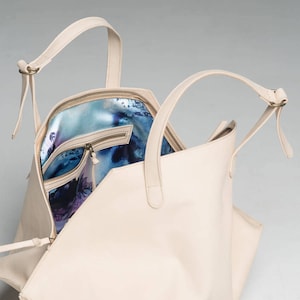 Everyday handbag, shoulder bag, Leather tote bag with zipper, classic tote bag, shoulder bag, leather handbag, Big Natural leather tote bag