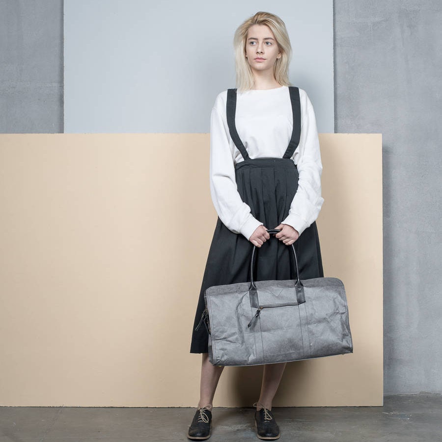 TYVEK Holdall, Lightweight Duffle, Durable Bag, Synthetic Weekend Bag, Weightless Bag, Leather Strap Bag, Lightweight weekend bag, gym bag