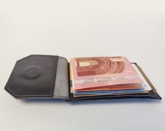 billetera de cuero minimalista, billetera de bolsillo, soporte de tarjeta de crédito, estuche de tarjeta de crédito, soporte de tarjeta, billetera de cuero delgada Funda de tarjeta de crédito