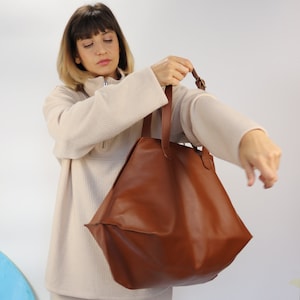 Brown big Leather Bag, weekend leather bag, brown leather Handbag, big tote bag, Shopping bags, classic women bag
