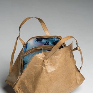 Brown Vegan bag, tyvek paper bag, Brown Tyvek tote Bag, Big Tyvek waterproof bag, Tyvek paper handbag, Vegan bag, eco bag image 10