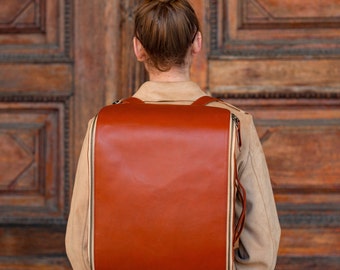 brown leather Backpack, big backpack, Student bag, daily backpack, unisex bag, Alushbags