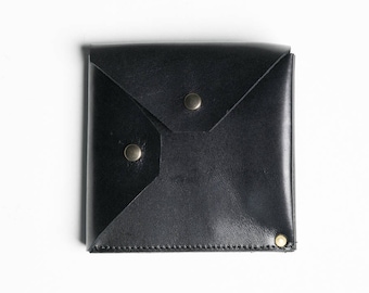 Cartera de cuero negro, cartera clásica para hombres, cartera para él, regalo de Navidad para él, cartera de tarjetas y monedas