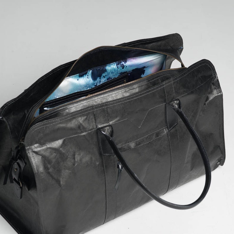 lightweight bag, Travel bag, vegan bag, Tan Overnight Bag, Tyvek Material , Weekender Bag, Oversized Travel Bag, Unisex, Traveller Gift image 9