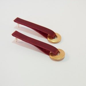 Minimalist earrings Stick, earrings Dangle, Earrings leather bar, classic earrings, Large Leather Earrings, Lightweight Earrings, alushbags