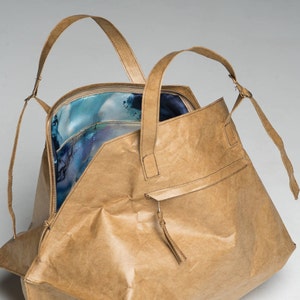 Brown Vegan bag, tyvek paper bag, Brown Tyvek tote Bag, Big Tyvek waterproof bag, Tyvek paper handbag, Vegan bag, eco bag image 9