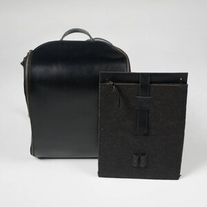 Leather Laptop backpack, Daily leather bag, Unisex backpack, Black Student bag, Everyday leather bag, Alushbags image 8