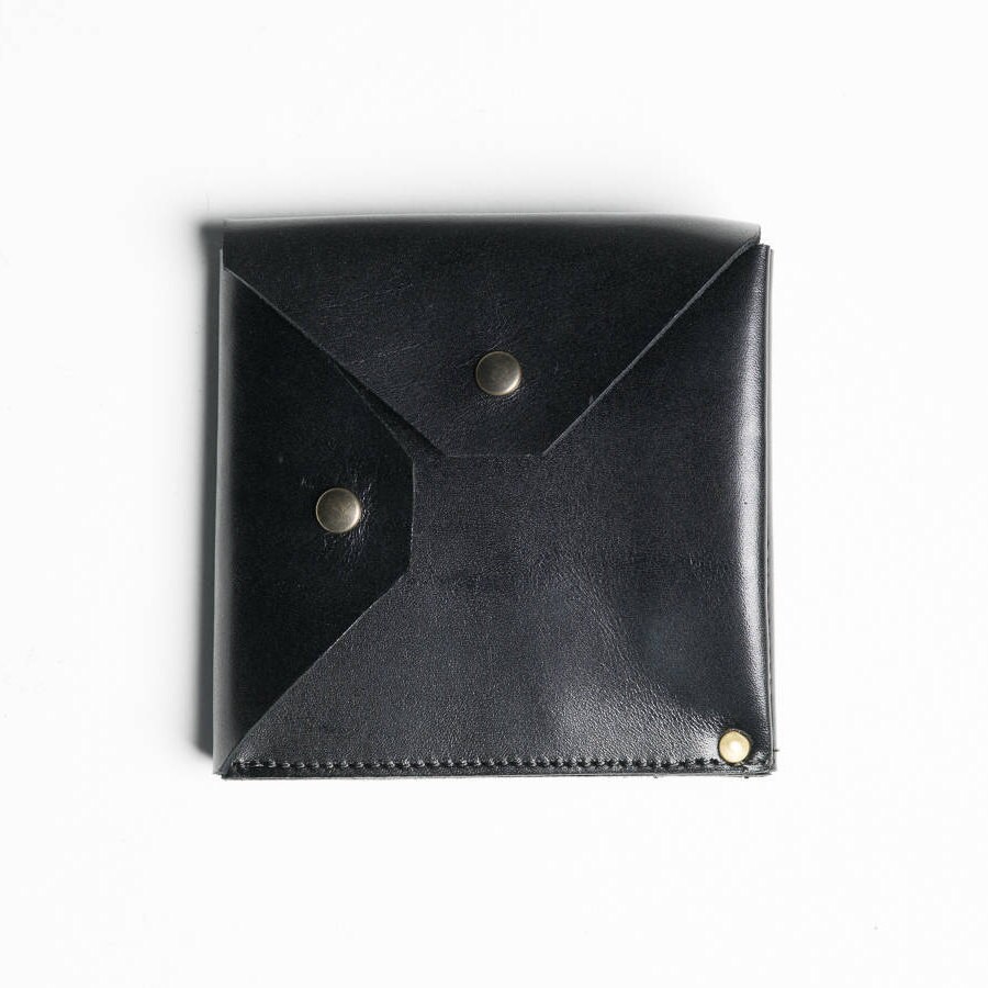 Unisex sauvage wallet handmade in black calf leather for cards banknot