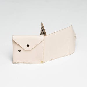 Mens Leather Wallet, Nude Leather Bifold Wallet, Square Wallet, Pink