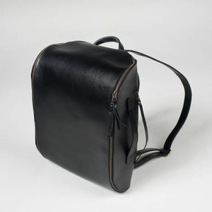 Leather Laptop backpack, Daily leather bag, Unisex backpack, Black Student bag, Everyday leather bag, Alushbags image 7