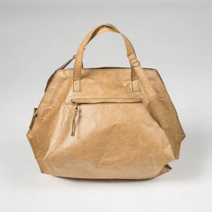 Brown Vegan bag, tyvek paper bag, Brown Tyvek tote Bag, Big Tyvek waterproof bag, Tyvek paper handbag, Vegan bag, eco bag image 6