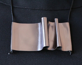Contemporary Necklace, Metallic leather Necklace, Statement Necklace, Lightweight Necklace