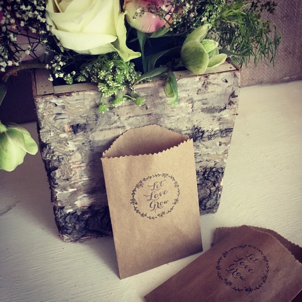 Let Love Grow Mini Wedding Favour Bags With Wild Flower Seeds