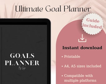 Afdrukbare begeleide doelenplanner 2024 - dagelijks, wekelijks, maandelijks - productiviteit en doelen stellen - minimalistisch ontwerp - tracker, offertes - BUNDEL