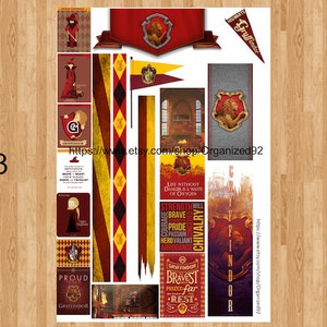 Gryffindor Printables / Printable Hogwarts Stickers / Harry | Etsy