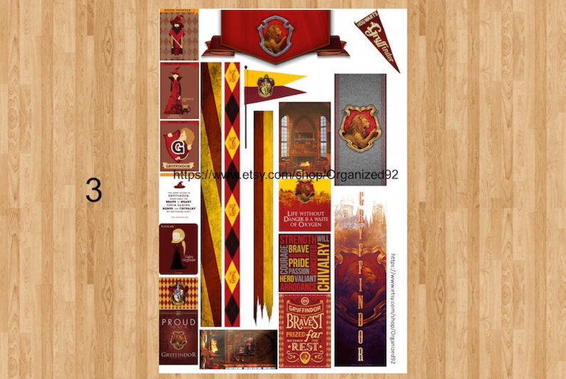 Gryffindor Printables / Printable Hogwarts Stickers / Harry | Etsy