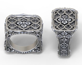 Gothic cross ring, Templar ring - solid silver, gold, palladium, platinum
