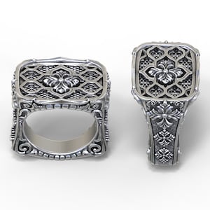 Gothic cross ring, Templar ring solid silver, gold, palladium, platinum image 1