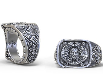 Richly detailed christian ring